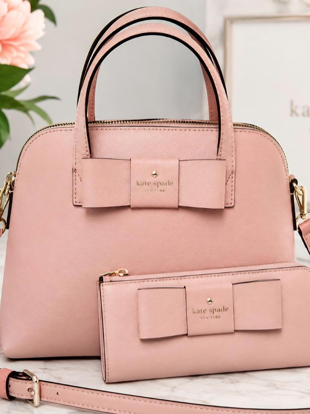 Kate Spade Matching Purse & Wallet Set | Hayes Street Small Ailee Blush Pink Peb